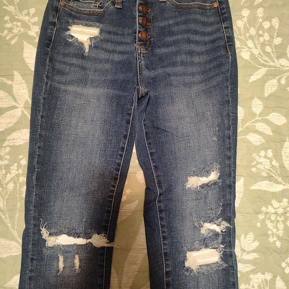 Judy Blue Dark Wash Distressed Skinny Jeans